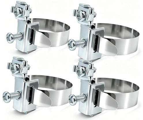 Set di 4 fascette di messa a terra per tubi di diametro 8-52 mm, morsetto di messa a terra in acciaio, per cavi da 2,5-16 mm², protezione fulmine, distributore, fissaggio cavi, antiruggine e