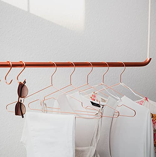 rod & knot Kleiderstange zur Deckenmontage 70 cm Kupfer – hängende Garderobenstange mit Seil für Flur, Schlafzimmer & Bad