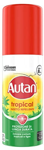 Autan Tropical Mini Spray Antizanzare Forte, Repellente Zanzare con Azione Protettiva Duratura, Fino a 8 Ore di protezione, Adatto ai Viaggi in Luoghi Tropicali, 1 Confezione da 50ml