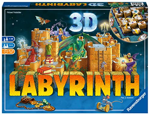 Ravensburger 26113-3D Labyrinth - Familienklassiker, Spiel für Erwachsene und Kinder ab 7 Jahren - Gesellschaftspiel geeignet für 2-4 Spieler - Schätze suchen