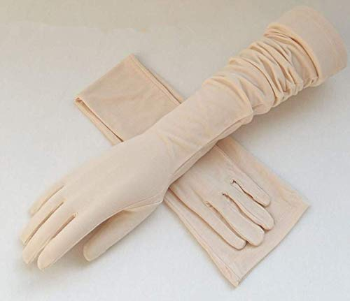 Handschuhe Damen Fahrradhandschuhe Baumwolle Atmungsaktive Armstulpe Touchscreen Driving Handschuhe Anti-UV Sonnenschutz Damenhandschuhe Lange Baumwollhandschuhe für Outdoor Radfahren Autofahren