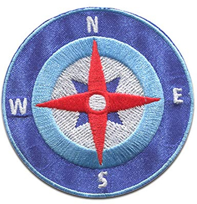 Catch the Patch Kompass Aufnäher zum Aufbügeln 6,1 x 6,1 cm Bügelbild für Kinder Erwachsene mit Nordsee Hafen Vintage Original, Bügelpatch Patches Bügelflicken Geschenk