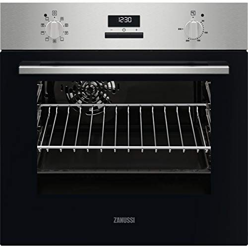 Zanussi ZOHIE2X1 Horno Multifunción, 7 funciones, Reloj programador electrónico, Mandos Fijos, Display LED, Antihuellas, Inox, Clase A, 57 Litros [Clase de eficiencia energética A]