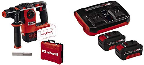 Einhell Akku-Bohrhammer HEROCCO Power X-Change (Li-Ion, 18 V, 2.2 Joule, 18 Nm, bürstenloser Motor, pneumatisches Schlagwerk, SDS+ Werkzeugaufnahme, inkl. E-Box, 2x 4,0 Ah Akku und Twincharger)