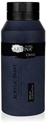 Artina Acrylfarben Tube Weiss schnelltrocknende Profi Künstler Farbe | 1000ml 1L Schwarz Malfarbe wasserfest hohe Pigmentierung lebendige Farben für Leinwand Steine Holz Acryl Farbe groß Crylic