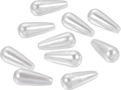 JIHUOO 200 Pcs White Plastic Faux Pearl Imitation Pearl Beads - Water Drop Shape Teardrop Beads for Crafts