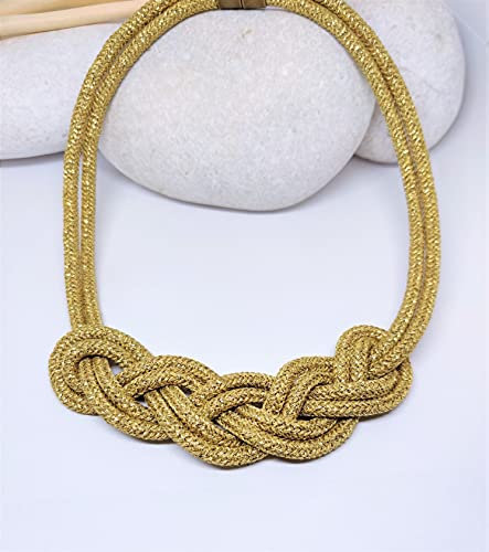 Statementkette Segelseil Gold mit opulenten Knoten Bib Kette Knotenkette Schmuck Geschenk Frauen Feier
