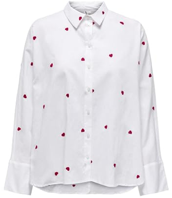 ONLY Chemise Femme col boutonné Coupe Droite Poignets boutonnés boutonnière Confortable élégant, Couleurs:Blanc, Taille:L