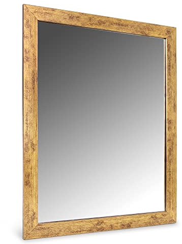 Decorative Wall Mirror Hangs Horizontal and Vertical Rectangular Standard Frame 16 x 20 (Gold)