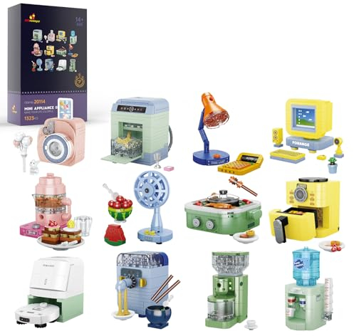 JMBricklayer Furniture Building Sets, Includes 12 Mini Home Appliances Such as Camera, Computer, Electric Fan, Party Favors Building Kits, It Serves as Furniture for Decorating City Mansion Houses