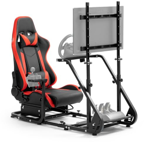 Dardoo Racing Simulator Cockpit mit Monitorhalterung - TV Halterung Passend für Logitech G923 Thrustmaster Wheels Fanatec Rennsimulator Cockpit