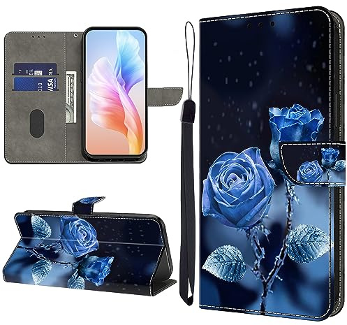 KEDBBAO Handyhülle für Google Pixel 6A Hülle Muster Klapphülle für Pixel 6A Leder Tasche Case Flip Magnet Motive Wallet Schutzhülle, Blaue Rose
