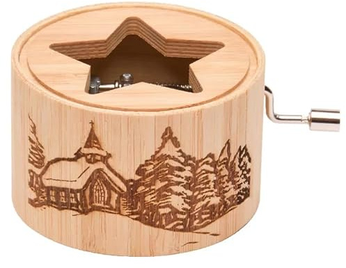 Spieluhr aus Bambus mit dem Weihnachtslied: Stille Nacht, heilige Nacht - music box von Kurbelwerk green-line, Christmas-Edition, Motiv Kapelle
