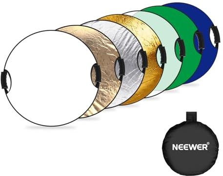 NEEWER 32/80cm 7 In 1 Light Reflector with Handles & 3/8 Mount Thread, Translucent/Silver/Gold/Soft Gold/Silvery White/Blue Background/Green Screen Collapsible for Outdoor Photography, RF-80III