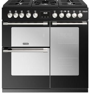 Stoves Sterling Deluxe 90cm Dual Fuel Range Cooker - Black - A/A/A Rated
