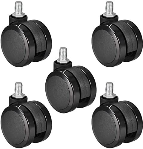 XYWHPGV Swivel Caster Wheel - 2 Inch Pu Twin Wheel M10x15mm Threaded Caster Black 5pcs(0ff5c 79df3 9faca eb974 c7fa5 a71fe