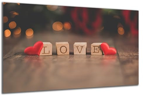 DARO Design - Wand-Bild auf 6mm HDF 40x30 cm Liebe Love Herz - Wand-Deko Bilder Geschenk