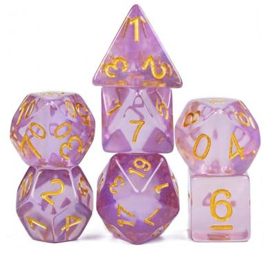6 st polyester kuber, D20 tärningsset Dice spelkub för DND RPG bordsspel (rosa)