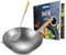 CLP Set wok in acciaio al carbonio I Base piatta o rotonda per gas, induzione e grill I Padella wok con manico in legno, ricettario e pala wok, Forma:rotondo