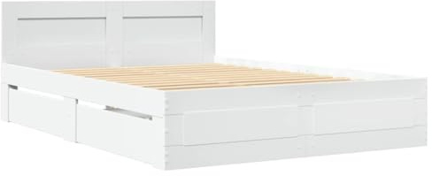 vidaXL Bettgestell mit Kopfteil ohne Matratze Weiß 140x200 cm