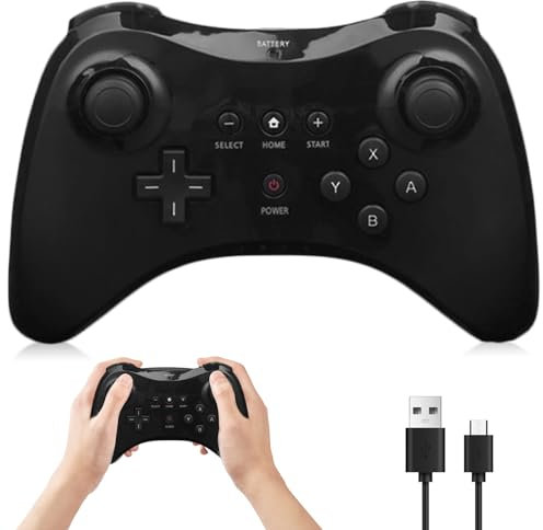 Game Controller kompatibel für wii u pro controller, Wireless Classic Wireless Joypad Fernbedienung für Pro Controller kompatibel Wii U Erweiterung für Wii U Gamepad Konsole Schwarz