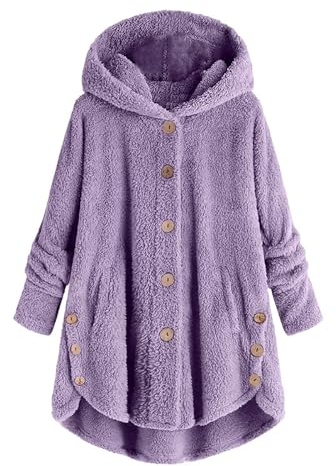 AnnSemo Sudadera tipo manta con capucha para mujer, mullida, forro polar mullido, sudadera de gran tamaño, cárdigans, sudadera con capucha con botones, blusa de pijama de felpa de invierno, suéter