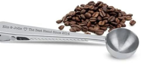 Personalised Engraved Coffee Spoon Scoop and Bag Clip. Coffee Lover's Gift, Stocking Filler, Him or Her, Secret Santa, Birthday New Home