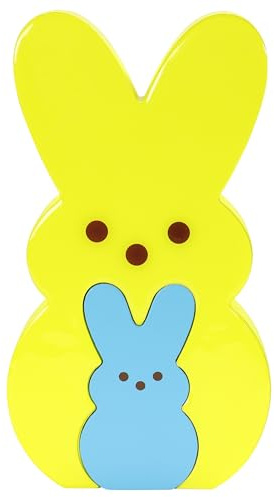 Animal Adventure | Peeps | 9” Collectible Yellow and Blue Wooden Nesting Bunnies