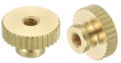 sourcing map Knurled Thumb Nuts, 18pcs M3 x D11mm x H7mm Brass Knurled Nut with Collar High Head Through Hole Adjusting Nuts for 3D Printer Parts