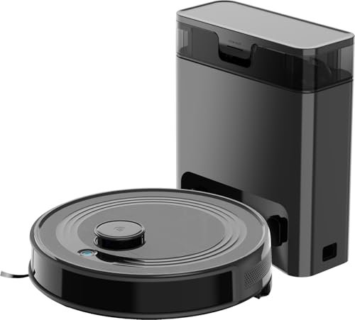 LEFANT M2Pro Robot Aspirapolvere Lavapavimenti con Mappatura,6000Pa,Svuotamento Automatico Polvere,Navigazione Laser dTOF,Tecnologia di Evitamento Degli Ostacoli PSD,Pulizia Personalizzata,Nero