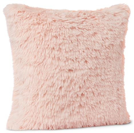 Amazon Basics Square Shaped Plush Pillow, Geometric Stuffed Toy Cushion for Bed or Sofa, Kids Room Decor, Pink