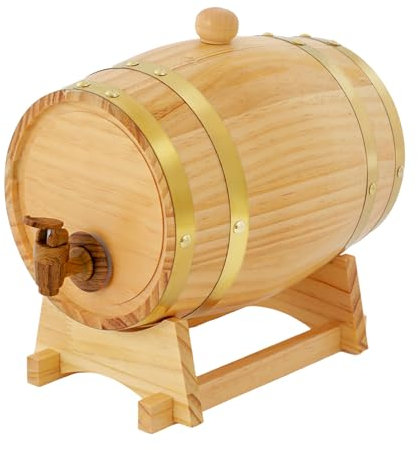 Barile di legno da 3 l, con supporto, per whisky, tequila e vino, a prova di perdite