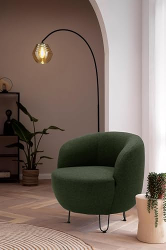 DOMO. collection Sessel Carpa, Polstersessel, grün | Sessel mit Metallfuß, eleganter Polstersessel mit ovalem Design und stilvollen Metallfüßen, 72 x 76 x 72 cm (BxTxH)