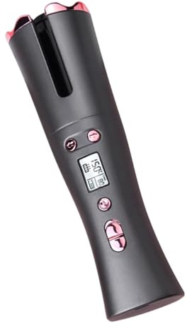 VALICLUD Automatic Cordless Hair Curler with Adjustable Temperature and LCD Timer, Rechargeable Portable Curling Wand for Home and Travel Hair Styling