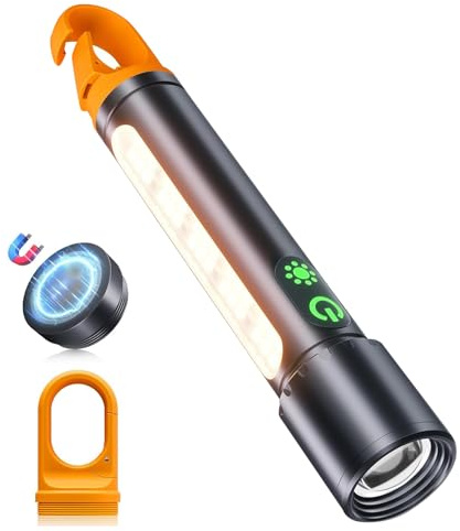 Leerweii Torches LED Super Bright Rechargeable with Magnetic, 1000000 Lumen Rechargeable Torch with Camping Light, 9 Modes & Zoomable Flashlight IPX6 Waterproof for Camping Hiking Emergency