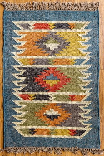 Ripaz Vogue - Tappeto Kilim di lana di iuta naturale, aspetto rustico intrecciato a mano, tappeto per soggiorno e corridoio, 60 x 90 cm