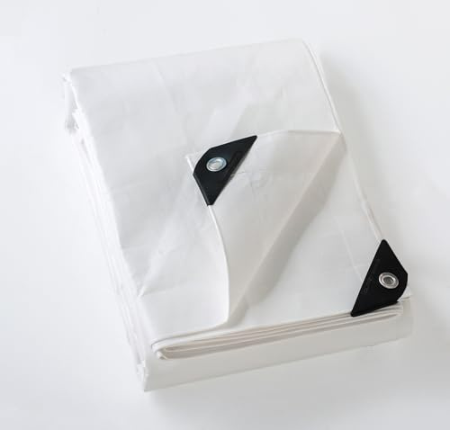 GUARD SHIELD Telone impermeabile con occhielli, 5 m x 6 m, bianco, multifunzione, in poliestere, 260 g/㎡, resistente agli strappi, stabilizzato ai raggi UV, antistrappo, rivestito su entrambi i lati