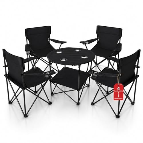 BigDean Camping Set 2X Campingstühle + 1x Campingtisch - Campingstuhl mit Tisch Set klappbar – Camping Tisch Stuhl Set Campingstuhl faltbar Angelstuhl Faltstuhl Anglerstuhl Campingtisch mit Stühlen
