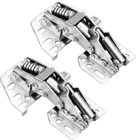 2 Pack 90 Degree Soft Close Cabinet Hinges Silver - Heavy Duty Surface Mount Concealed Hinges for Kitchen Cupboards Wardrobe Furniture