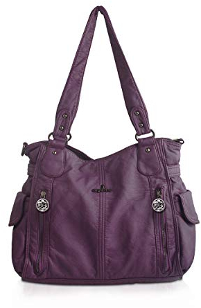 NICOLE & DORIS Damen Handtaschen Groß Retro Schultertasche Hobo Bag Leder Frauen Umhängetasche Lila