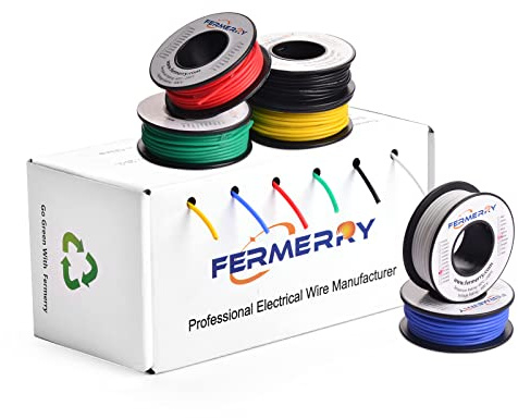20 AWG Solid Core Wire PVC-belagd Kit 6 färger 7,62 meter eller 25 fot per spole 20 Gauge Copper Tinned Jumper Wire Hook up Fermerry Wire