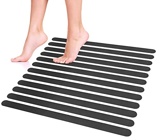 ECENCE Non-slip strip Stickers for shower & bathtub, 12pcs Shower Sticker, shower inlays, bath insert Black, self-adhesive Non-Slip Stickers