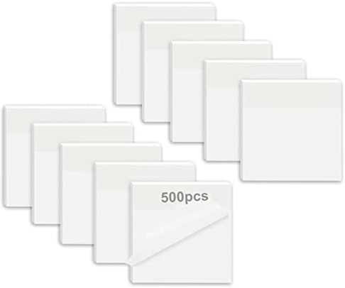 500 blad transparent klisterlappar set, 10 stycken genomskinliga självhäftande lappar 75 × 75 mm, återskrivbar självhäftande klar anteckning klisterlappar för BüRo studenter papper