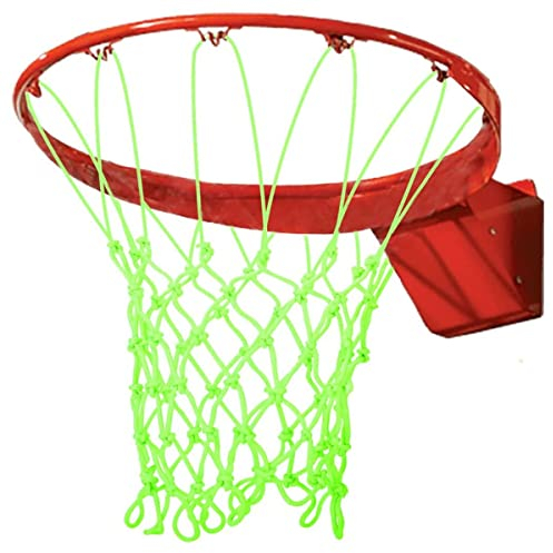 WANGCL Filet de basket-ball phosphorescent, 12 boucles, taille standard, robuste, de rechange, lumineux et portable, alimenté par le soleil