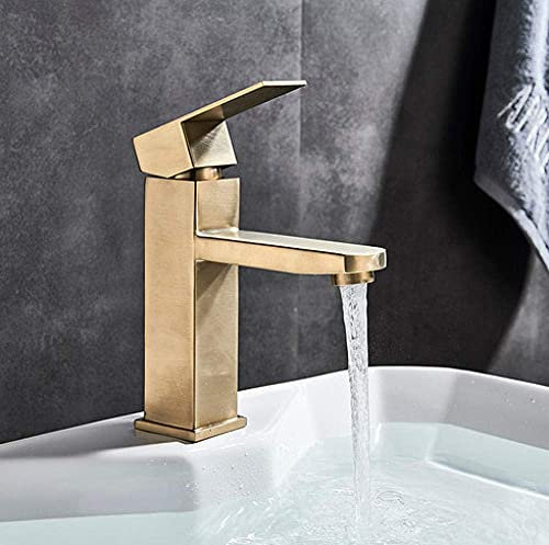 Goldbürsten-Waschtischarmatur Einhebel-Mischbatterie aus Messing für Küche oder Badezimmer, Waschbecken, Mischbatterie, gebürsteter Wasserhahn decorate