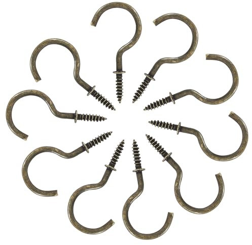 Bonsicoky Screw Hooks, 1-1/4 Inch, Bronze, 60 Pcs