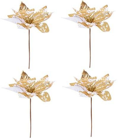 ifundom 4stücke Künstliche Weihnachtsblumen Mit Glitzer-Effekt Weihnachtsbaumschmuck Deko Weihnachtsbaum Zuhause Geschäft Und Partydekorationen