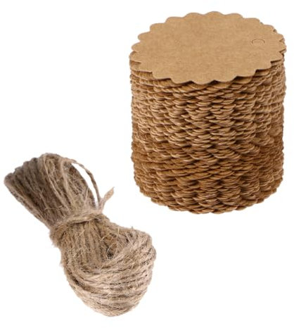 EXCEART 100 Stück Runde Kraftpapier Geschenkanhänger Mit Juteschnur Selbstgemacht Etiketten 60mm Unbedruckt Für Hochzeiten Und Partys Braun Langlebig