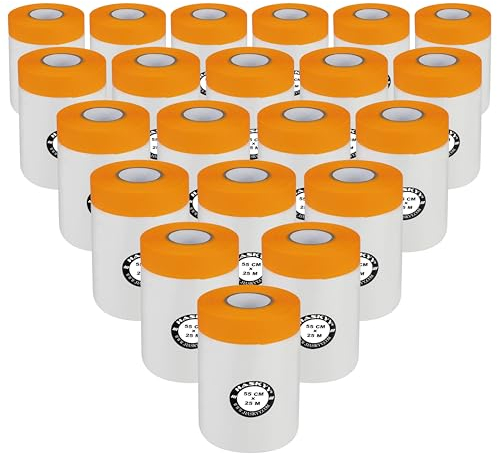 Malerkrepp Abdeckfolie Klebeband Lackschutzfolie Malerfolie Kombiniertes Goldband, Innen- und Außenanstriche, UV-Schutz, scharfe Farbkanten, Selbstklebende Malerfolie - Große Auswahl (20, 55cm x 25m)