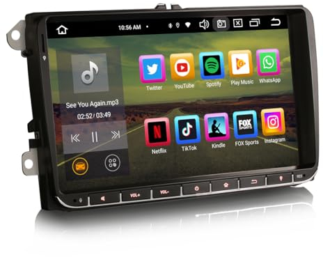 Erisin 9 Zoll Android 14 Autoradio mit GPS Navi Für VW Crafter Amarok Caddy Polo 6R Transporter T6 Skoda Yeti Bluetooth 5.0 CarPlay Android Auto WiFi 4G DAB+ DSP USB RDS FM SWC OPS 8-Kern 4GB+64GB